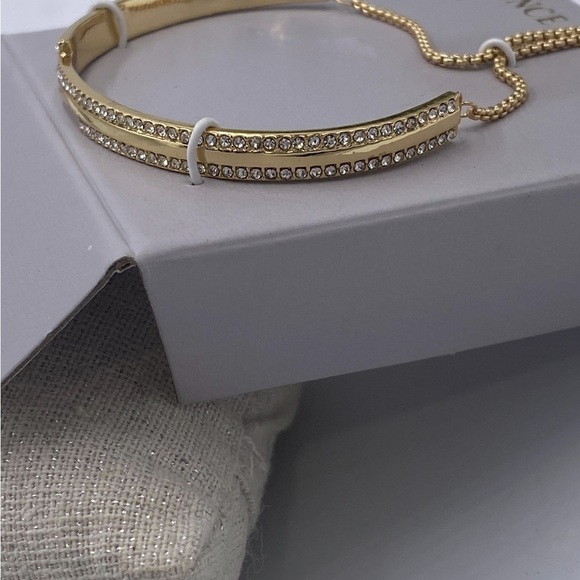 Vince Camuto Gold Tone Pretty Pave Slider Bracelet Bolo Closure - Picture 2 of 13